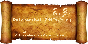 Reichenthal Zétény névjegykártya